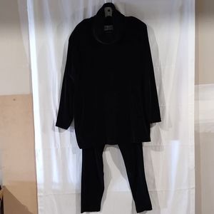 Jason Maxwell Vintage Women's 2pc Black Velour Loungewear Set Size L